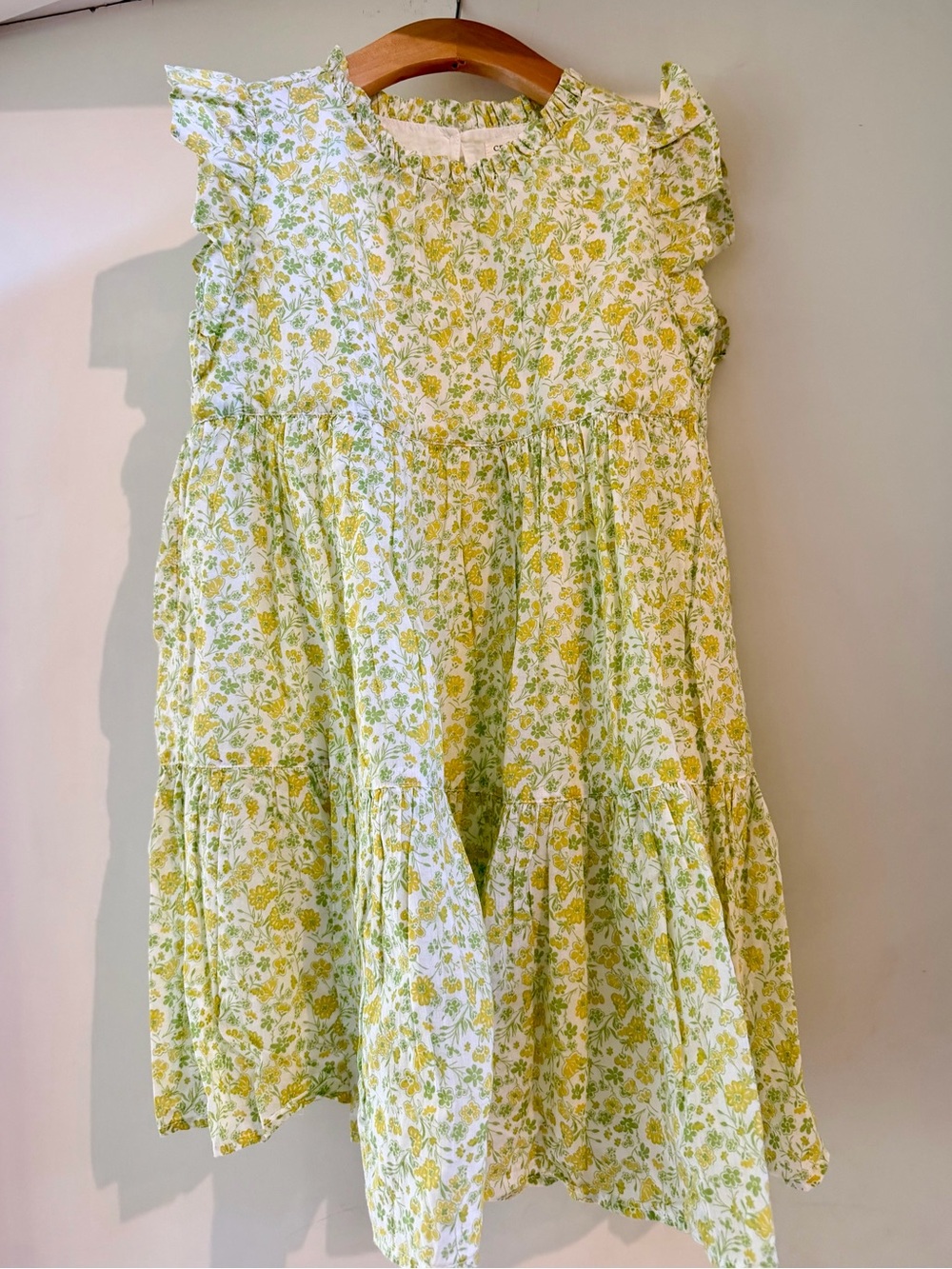 Crewcuts Yellow & Green Floral Ruffle Dress